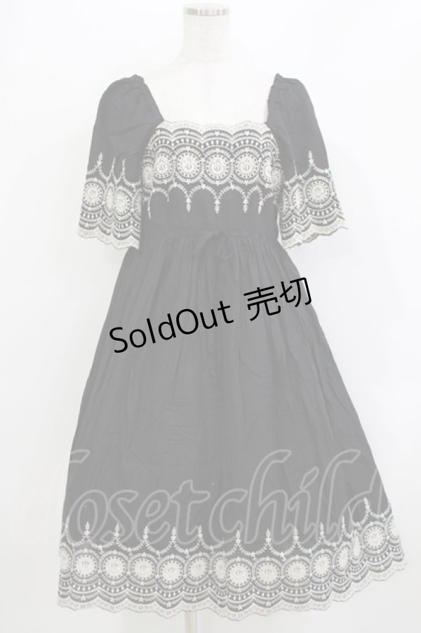 画像1: SERAPHIM / 薔薇のスカラップレースワンピース Free ブラック H-26-04-07-016-LO-OP-NS-ZH (1)