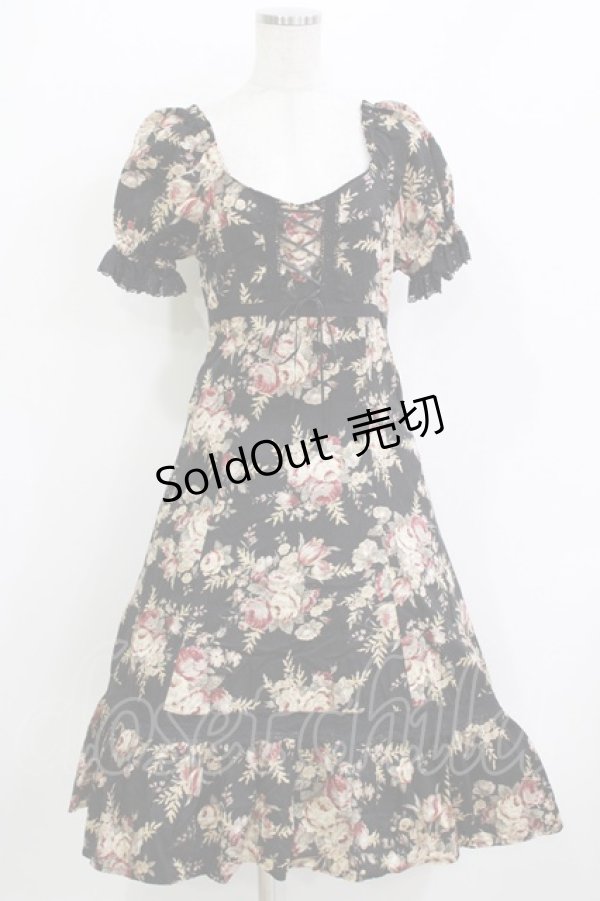 画像1: SERAPHIM / 花柄ワンピース Free ブラック H-26-04-07-017-LO-OP-NS-ZH (1)