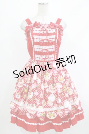 画像: CHOCOCHIP COOKIE / スウィーツ柄ジャンパースカート Free レッド H-26-04-08-001-LO-OP-NS-ZH