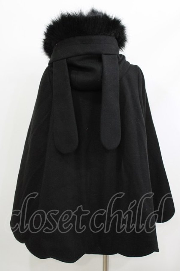 画像3: To Alice / ふわふわラビットマントコート(中綿入り) Free ブラック H-26-04-08-027-LO-CO-NS-ZH (3)