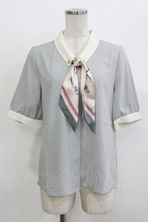 画像: an another angelus / ロゴラインスカーフ付き5分袖シャツ Free MINT GRAY H-26-04-08-038-CA-OP-NS-ZH