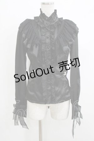 画像: Pretty・G（海外ロリータブランド） / サテンブラウス M ブラック H-26-04-08-042-PU-BL-NS-ZH