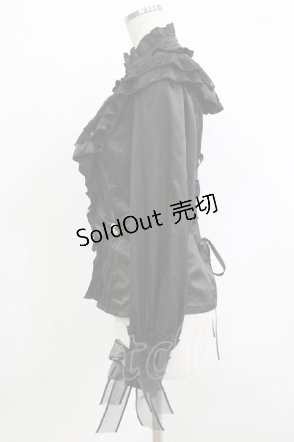 画像2: Pretty・G（海外ロリータブランド） / サテンブラウス M ブラック H-26-04-08-042-PU-BL-NS-ZH (2)