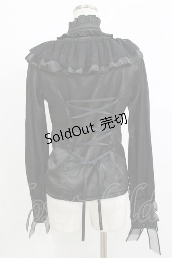 画像3: Pretty・G（海外ロリータブランド） / サテンブラウス M ブラック H-26-04-08-042-PU-BL-NS-ZH (3)