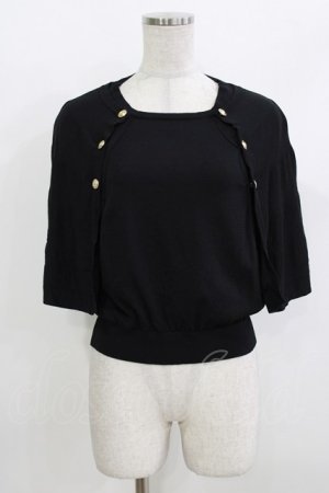 画像: an another angelus / チェーン付きダブル釦2wayケープニット Free BLACK H-26-04-08-044-CA-TO-NS-ZH