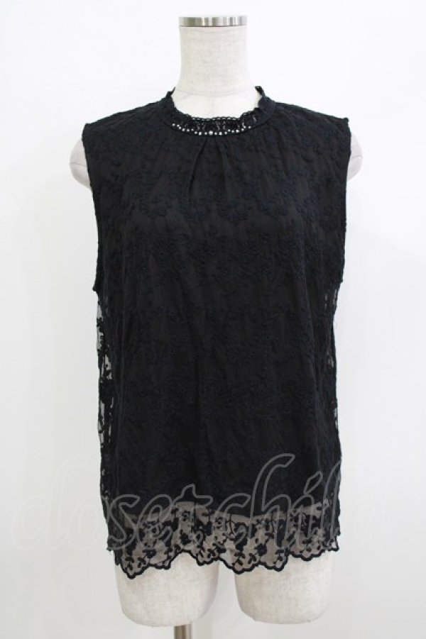 画像1: axes femme / チュール刺繍ノースリプルオーバー Free ブラック H-26-04-08-050-AX-TO-NS-ZH (1)