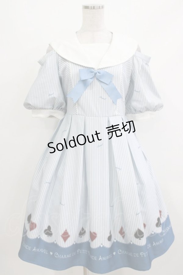 画像1: Amavel / Cartes a Jouerオープンショルダーワンピース Free サックス H-26-04-08-005-CA-OP-NS-ZH (1)