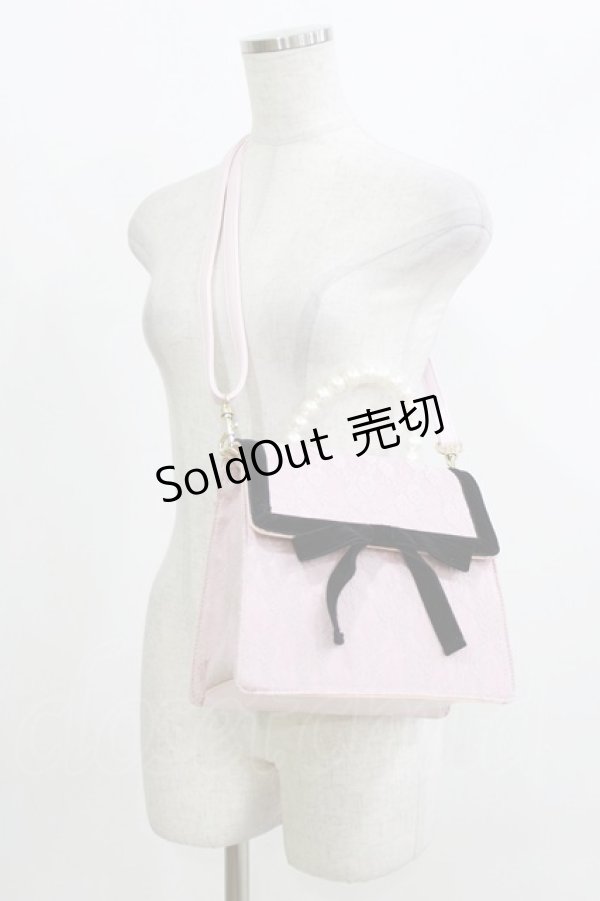 画像1: HONEY SALON / パールハンドルレースバッグ  ピンク H-26-04-08-055-EL-BG-NS-ZH (1)