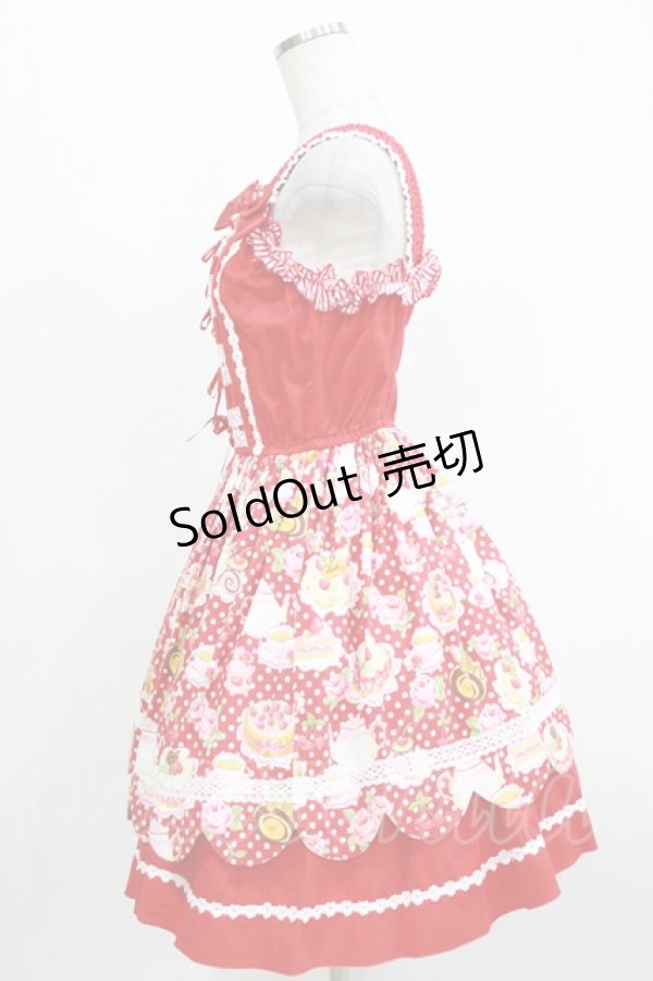 画像2: CHOCOCHIP COOKIE / スウィーツ柄ジャンパースカート Free レッド H-26-04-08-001-LO-OP-NS-ZH (2)