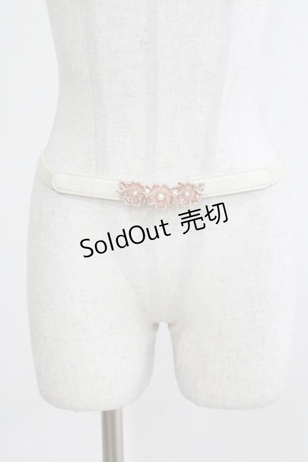 画像1: axes femme / 桜モチーフステンドゴムベルト  アイボリー/ピンク H-26-04-08-066-AX-ZA-NS-ZH (1)