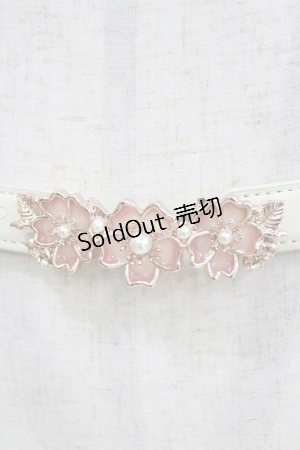 画像2: axes femme / 桜モチーフステンドゴムベルト  アイボリー/ピンク H-26-04-08-066-AX-ZA-NS-ZH (2)