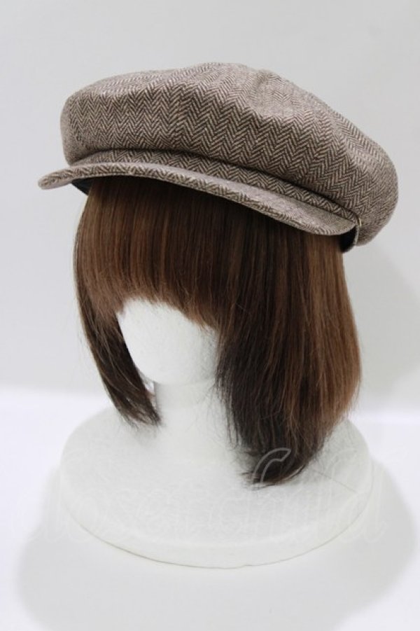 画像1: Fi.n.t  / ノベルティチェック柄キャスケット  ブラウン H-26-04-08-072-LO-AC-NS-ZH (1)