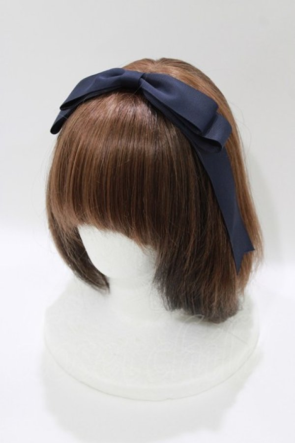 画像1: Amavel / ぱっちんリボンカチューシャ  ネイビー H-26-04-08-078-CA-AC-NS-ZH (1)