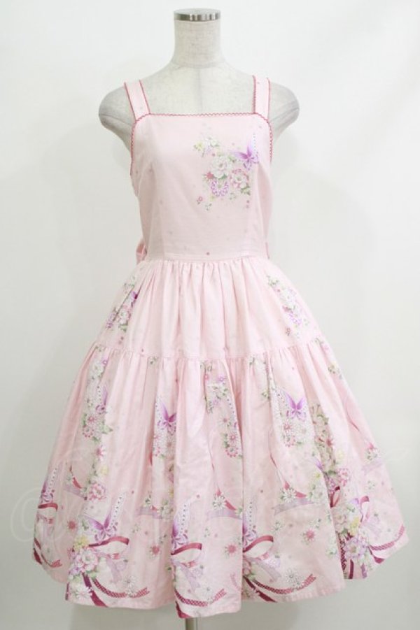 画像1: Innocent World / Japanese Butterflyティアードジャンパースカート M ピンク H-26-04-08-006-IW-OP-NS-ZH (1)