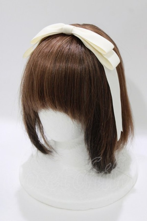 画像1: Amavel / ぱっちんリボンカチューシャ  アイボリー H-26-04-08-082-CA-AC-NS-ZH (1)