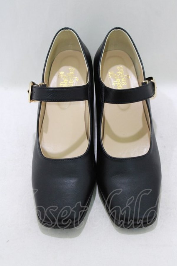 画像1: an another angelus / ワンストラップスクエアトゥパンプス LL/25.5cm~26cm ブラック H-26-04-08-085-CA-SH-NS-ZH (1)