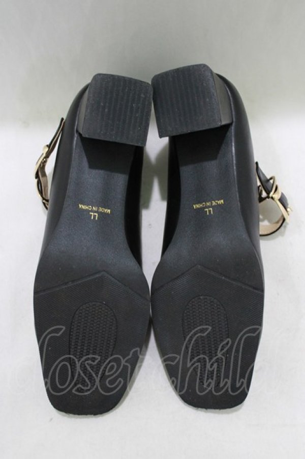 画像4: an another angelus / ワンストラップスクエアトゥパンプス LL/25.5cm~26cm ブラック H-26-04-08-085-CA-SH-NS-ZH (4)