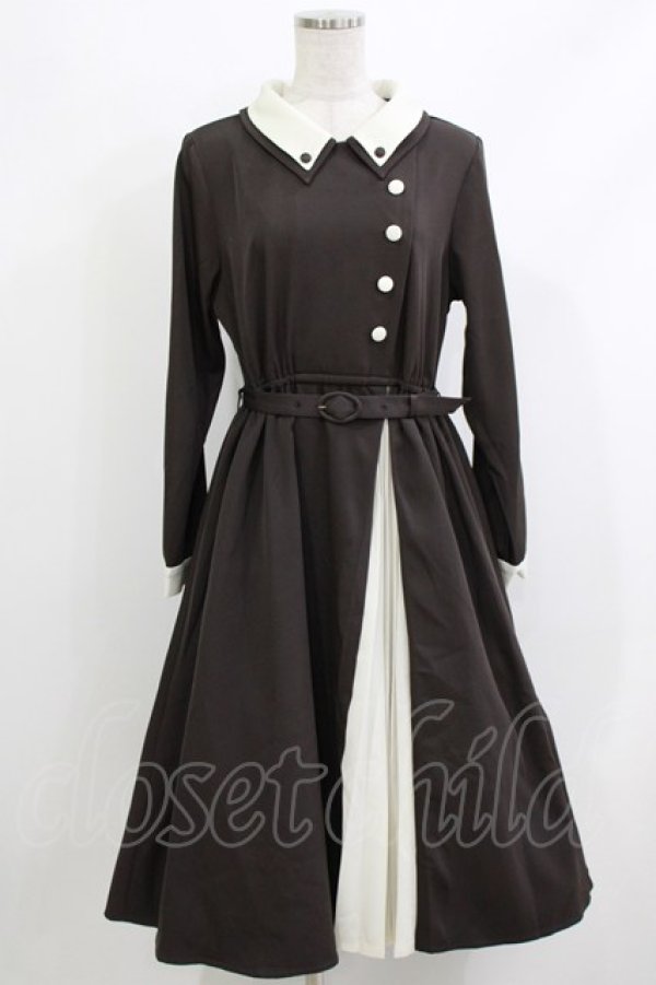 画像1: Fi.n.t / アコーディオンプリーツバイカラーワンピース Free CHARCOAL H-26-04-08-009-CA-OP-NS-ZH (1)