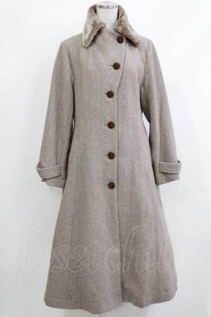 画像: an another angelus / ファー衿付きヘリンボーンコート Free MOCHABROWN H-26-04-08-013-CA-CO-NS-ZH