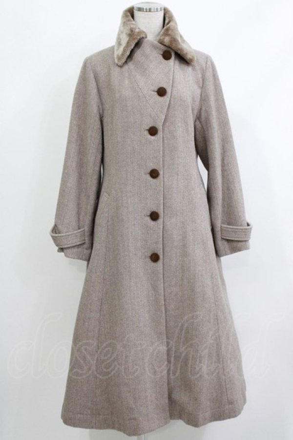 画像1: an another angelus / ファー衿付きヘリンボーンコート Free MOCHABROWN H-26-04-08-013-CA-CO-NS-ZH (1)