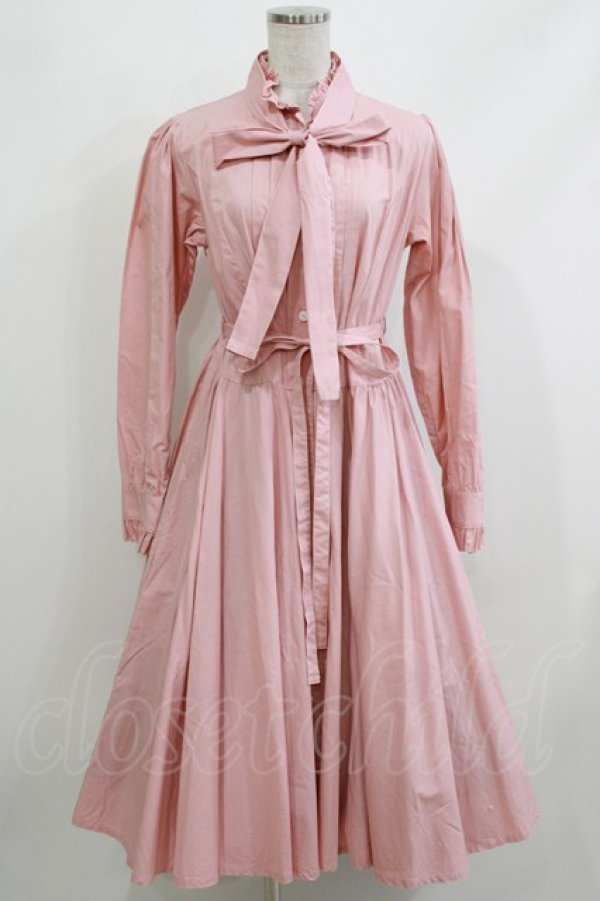 画像1: Physical Drop / スタンドカラーレトロワンピース Free ピンク/白ドット H-26-04-08-016-LO-OP-NS-ZH (1)