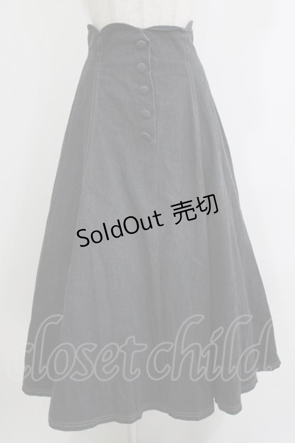 画像1: an another angelus / ハイウエストスカラップフレアースカート Free BLACK H-26-04-08-019-CA-SK-NS-ZH (1)