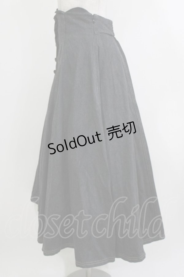 画像2: an another angelus / ハイウエストスカラップフレアースカート Free BLACK H-26-04-08-019-CA-SK-NS-ZH (2)