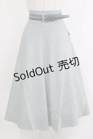 画像: an another angelus / ダブルベルトサマーツイードフレアースカート Free BLUE GREEN H-26-04-08-020-CA-SK-NS-ZH