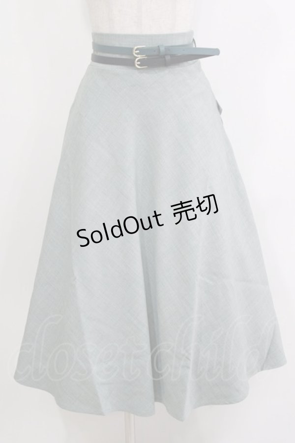 画像1: an another angelus / ダブルベルトサマーツイードフレアースカート Free BLUE GREEN H-26-04-08-020-CA-SK-NS-ZH (1)