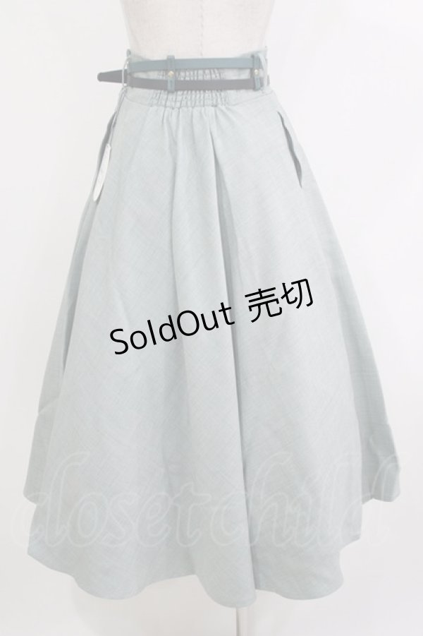 画像3: an another angelus / ダブルベルトサマーツイードフレアースカート Free BLUE GREEN H-26-04-08-020-CA-SK-NS-ZH (3)