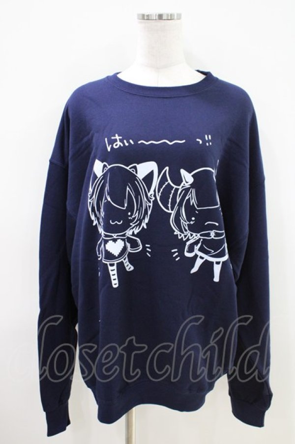 画像1: NieR Clothing / プリントSWEAT  XL 紺 H-26-04-09-1005-PU-TO-AK-ZH (1)