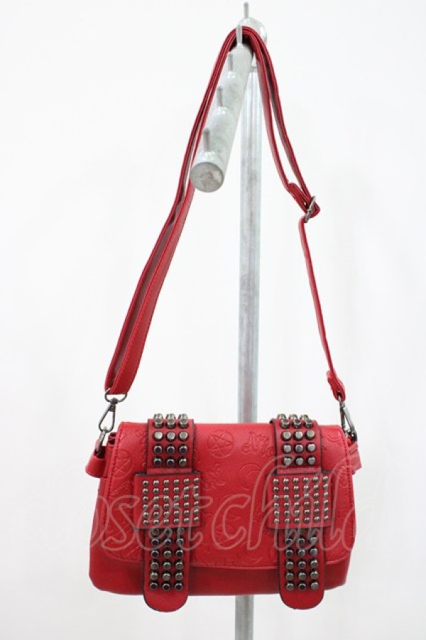 画像1: NieR Clothing / スタッズショルダーバッグ  赤 H-26-04-09-1028-PU-BG-AK-ZH (1)