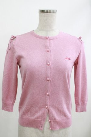 画像: MILK / ショルダーリボンラメカーディガン  ピンク H-26-04-09-014-ML-TO-KB-ZH