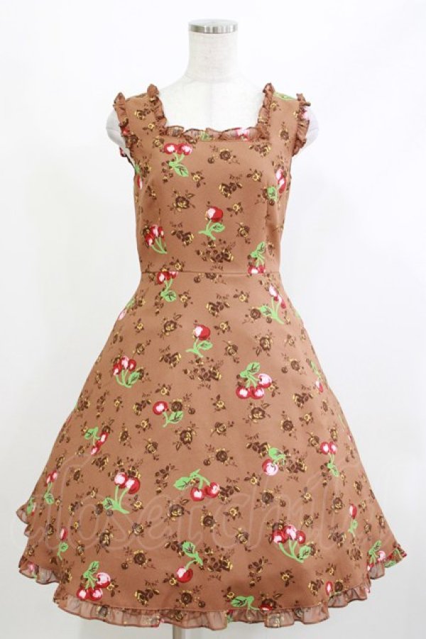 画像1: MILK / チェリーローズワンピース  キャラメル H-26-04-09-003-ML-OP-KB-ZH (1)