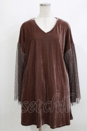 画像: merry jenny / ドットチュールベロアワンピース  ブラウン H-26-04-10-025-LO-OP-KB-ZH
