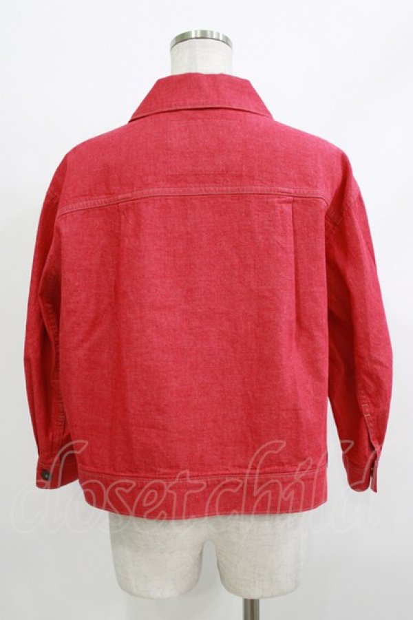 画像3: Jane Marple / フリルトリムデニムブルゾン  レッド H-26-04-10-028-JM-JA-KB-ZH (3)