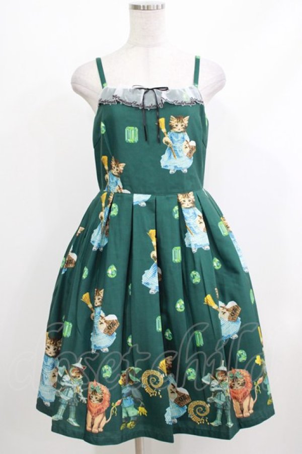 画像1: Emily Temple cute / Oz catsキャミソールワンピース  モスグリーン H-26-04-10-004-ET-OP-KB-ZH (1)