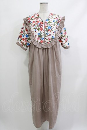 画像: merry jenny / フラワー切替ワンピース  モカ H-26-04-10-032-LO-OP-KB-ZH