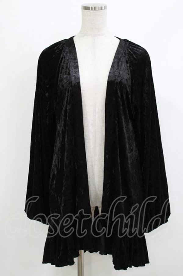 画像1: merry jenny / ベロアロングカーディガン  ブラック H-26-04-10-033-LO-TO-KB-ZH (1)