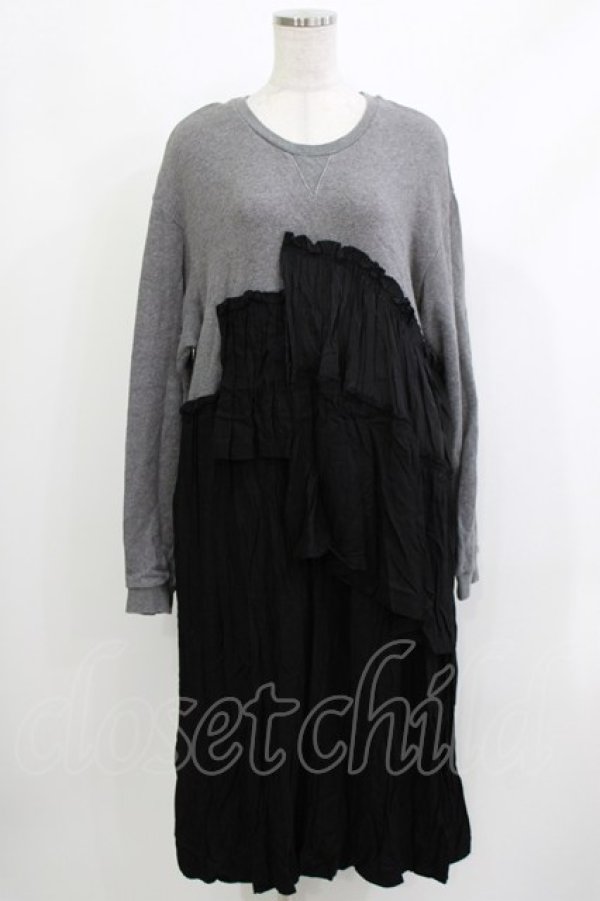 画像1: Candy Stripper / フリルスウェットワンピース  グレー×ブラック H-26-04-10-037-PU-OP-KB-ZH (1)