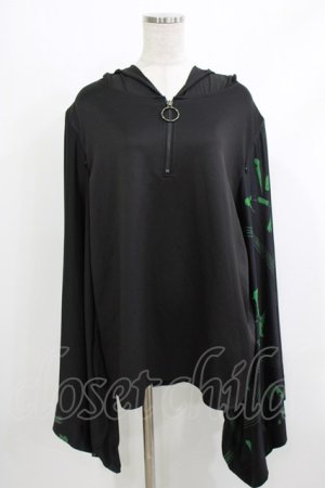 画像: NieR Clothing / STRETCH PULLOVER着物風袖【和柄漢字】  黒 H-26-04-10-042-PU-TO-KB-ZH