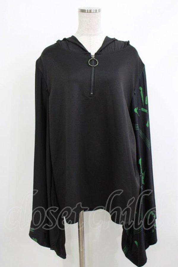 画像1: NieR Clothing / STRETCH PULLOVER着物風袖【和柄漢字】  黒 H-26-04-10-042-PU-TO-KB-ZH (1)