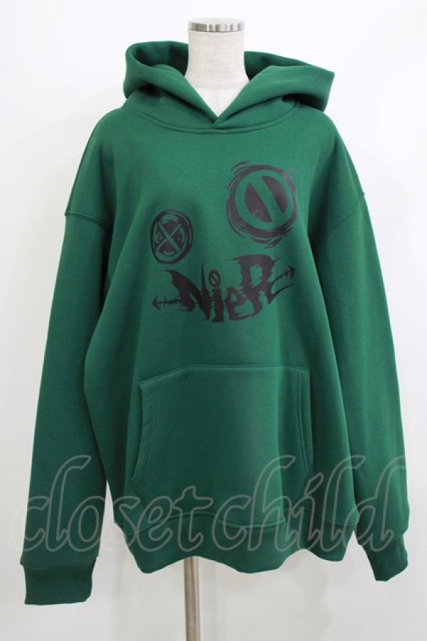 画像1: NieR Clothing / プリントプルパーカー  グリーン H-26-04-10-043-PU-TO-KB-ZH (1)
