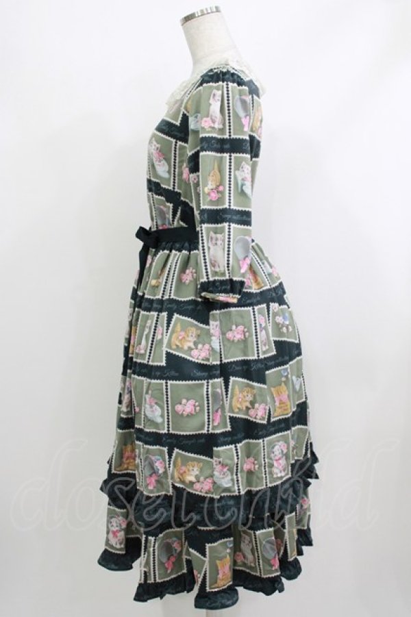 画像2: Emily Temple cute / Kitten Stamp Collectionロングワンピース  グリーン H-26-04-10-005-ET-OP-KB-ZH (2)