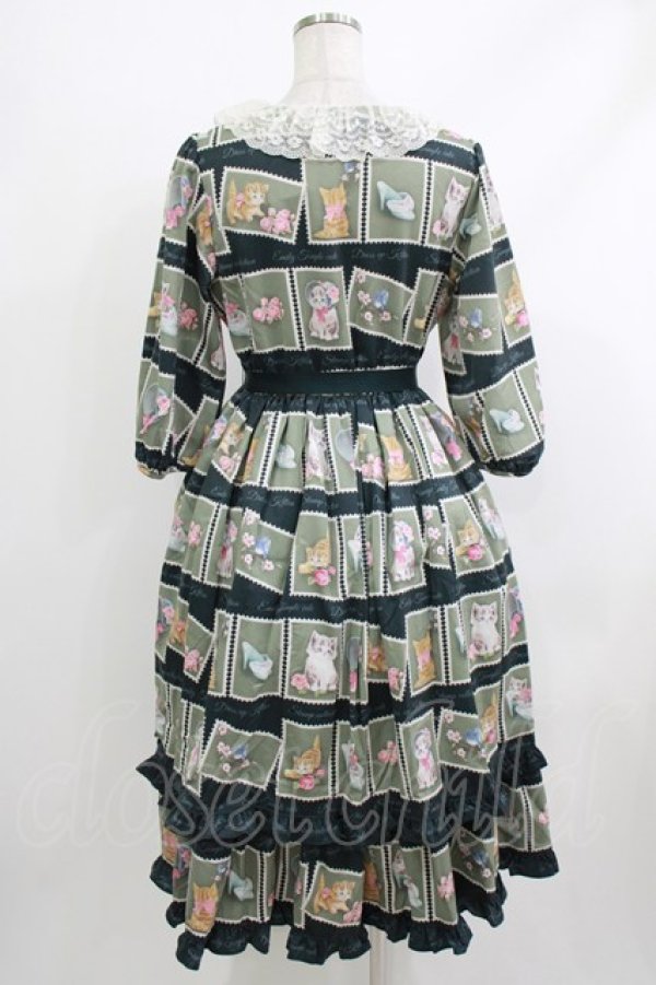 画像3: Emily Temple cute / Kitten Stamp Collectionロングワンピース  グリーン H-26-04-10-005-ET-OP-KB-ZH (3)