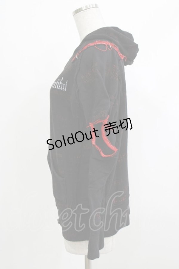 画像2: h.NAOTO / プリントダメージパーカー  黒 H-26-04-10-051-HN-TO-AK-ZH (2)