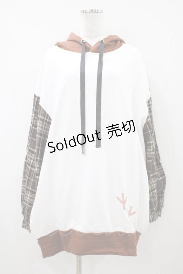 画像1: Favorite / チェック切替パーカー Free オフ/ブラウン H-26-04-10-1038-LO-TO-NS-ZH (1)