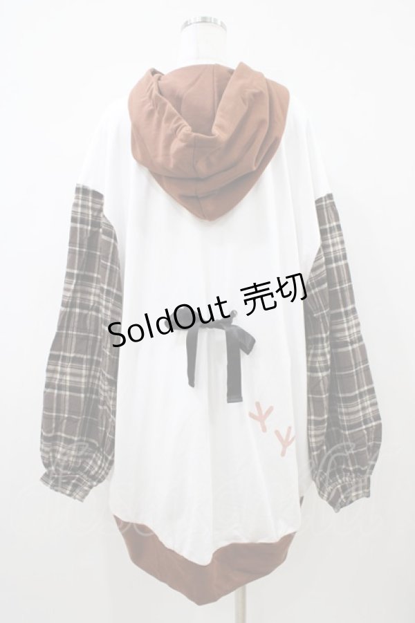 画像2: Favorite / チェック切替パーカー Free オフ/ブラウン H-26-04-10-1038-LO-TO-NS-ZH (2)