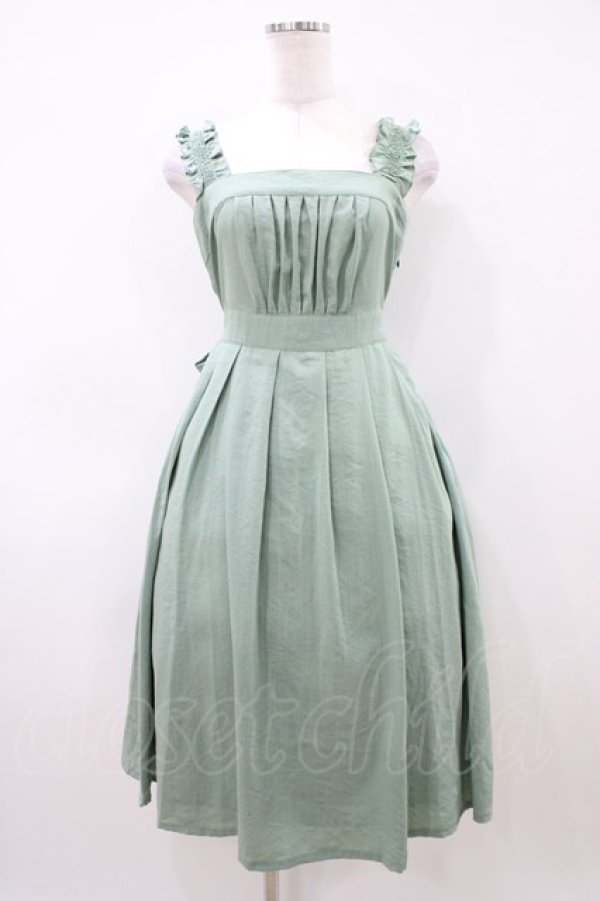 画像1: Fi.n.t / 肩ひもシャーリングロングワンピース Free GREEN H-26-04-10-1044-CA-OP-NS-ZH (1)