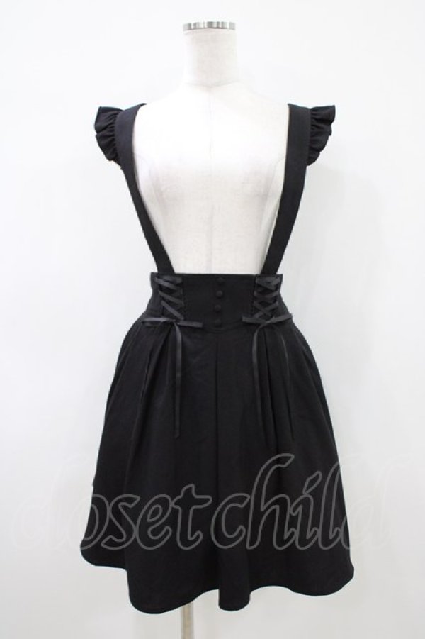 画像1: Secret Honey / バックリボンサスペンダースカート Free ブラック H-26-04-10-1047-CA-SK-NS-ZH (1)